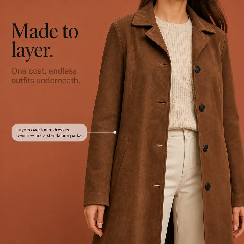 Dorotea | Faux Suede Trench Coat
