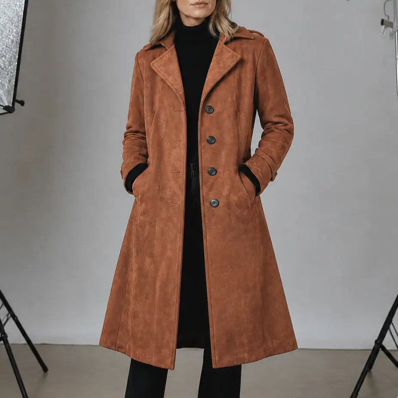 Dorotea | Faux Suede Trench Coat