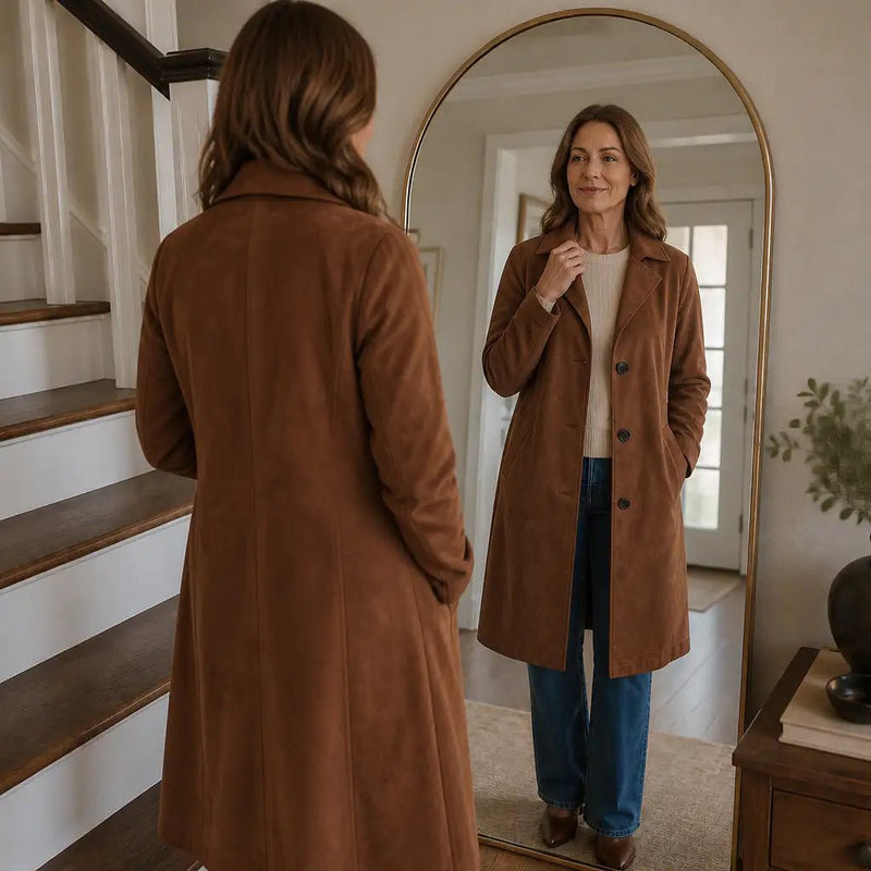 Dorotea | Faux Suede Trench Coat